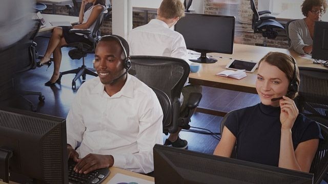 Colleagues working in a Call Centre